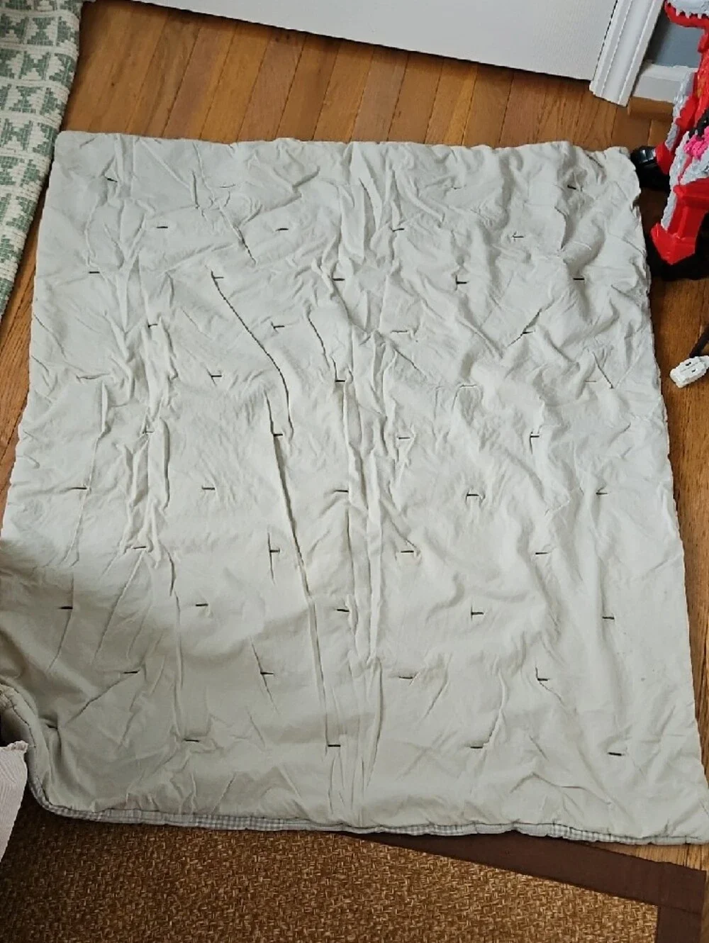 Zara Home Check & Solid Patchwork Quilt Throw - Beige & White For Toddler